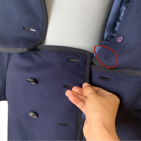 3.1 Phillip Lim Blue Wool Double Breasted Long Coat Women’s Size 8 High Collar - Picture 16 of 16